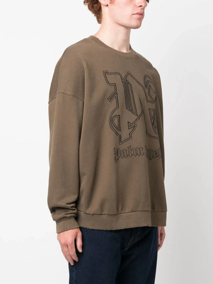 Palm Angels Monogran Sweatshirt in Brown