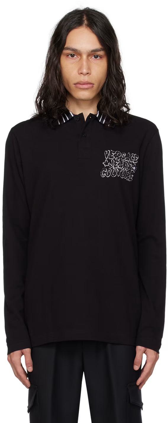Black Embroidered Polo