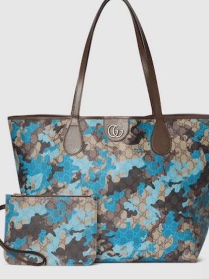 Gucci Blue Camouflage Supreme Tote