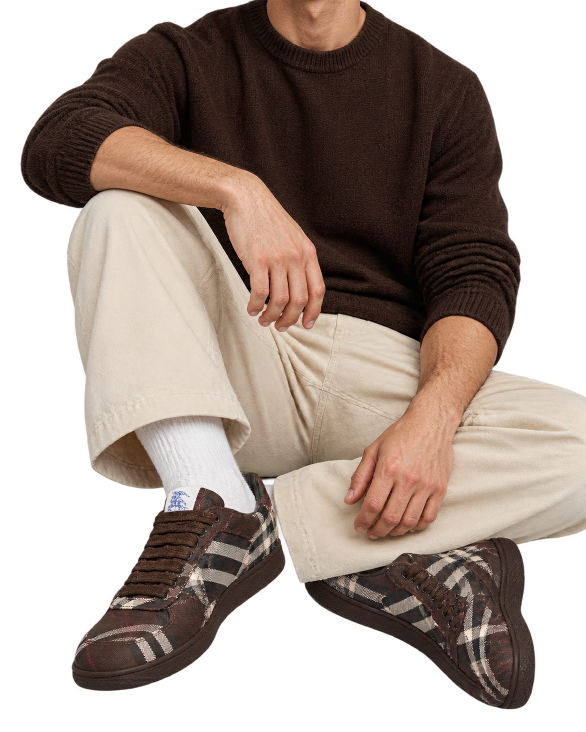 Lace-up sneakers with a checkered pattern