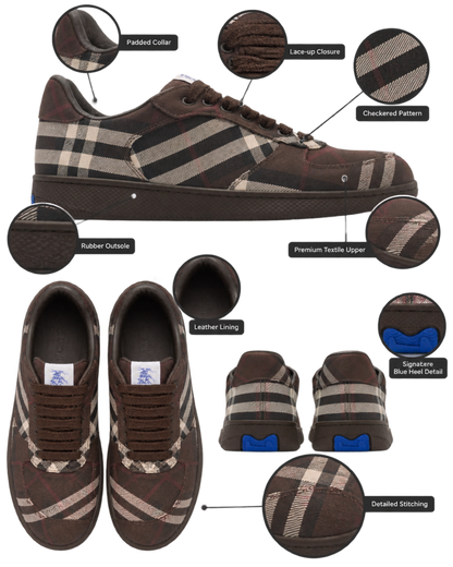 Lace-up sneakers with a checkered pattern