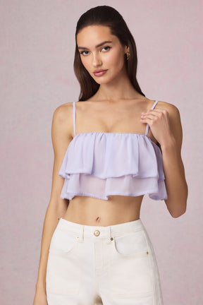 Ruffled Cropped Camisole Top in Lilac