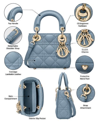 Lady Dior Micro Bag Cloud Blue Cannage Lambskin