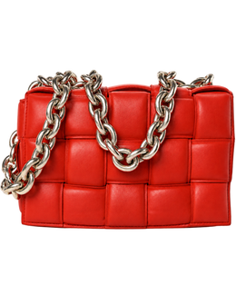 Lambskin Maxi Intreccio Padded Chain Cassette Crossbody Bag Nail Polish