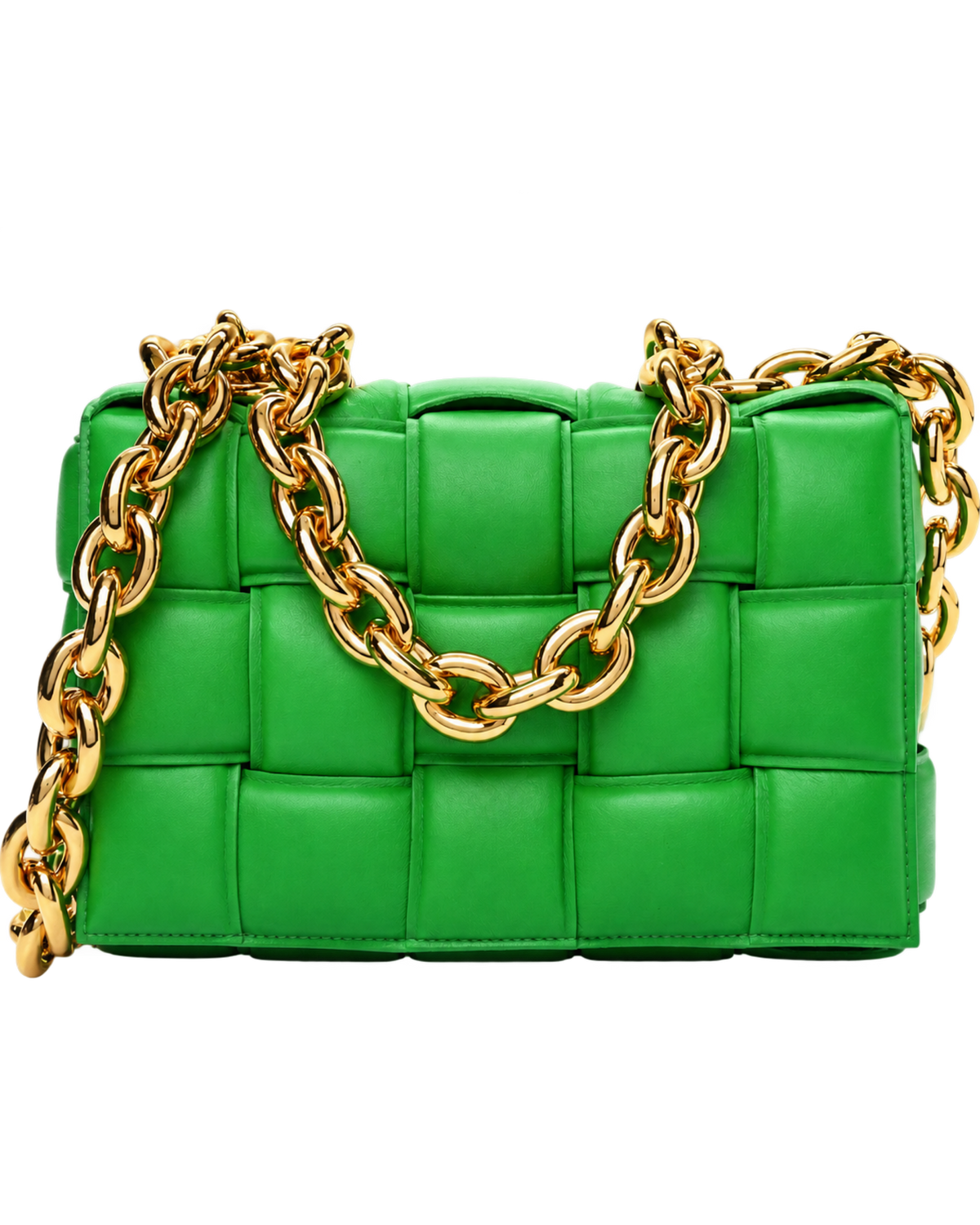 Lambskin Maxi Intreccio Padded Chain Cassette Crossbody Bag Parakeet