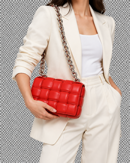 Lambskin Maxi Intreccio Padded Chain Cassette Crossbody Bag Nail Polish