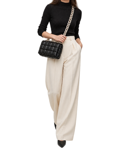 Lambskin Maxi Intreccio Padded Chain Cassette Crossbody Bag Black
