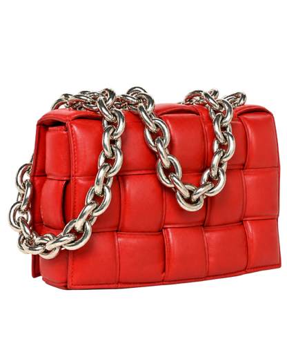 Lambskin Maxi Intreccio Padded Chain Cassette Crossbody Bag Nail Polish