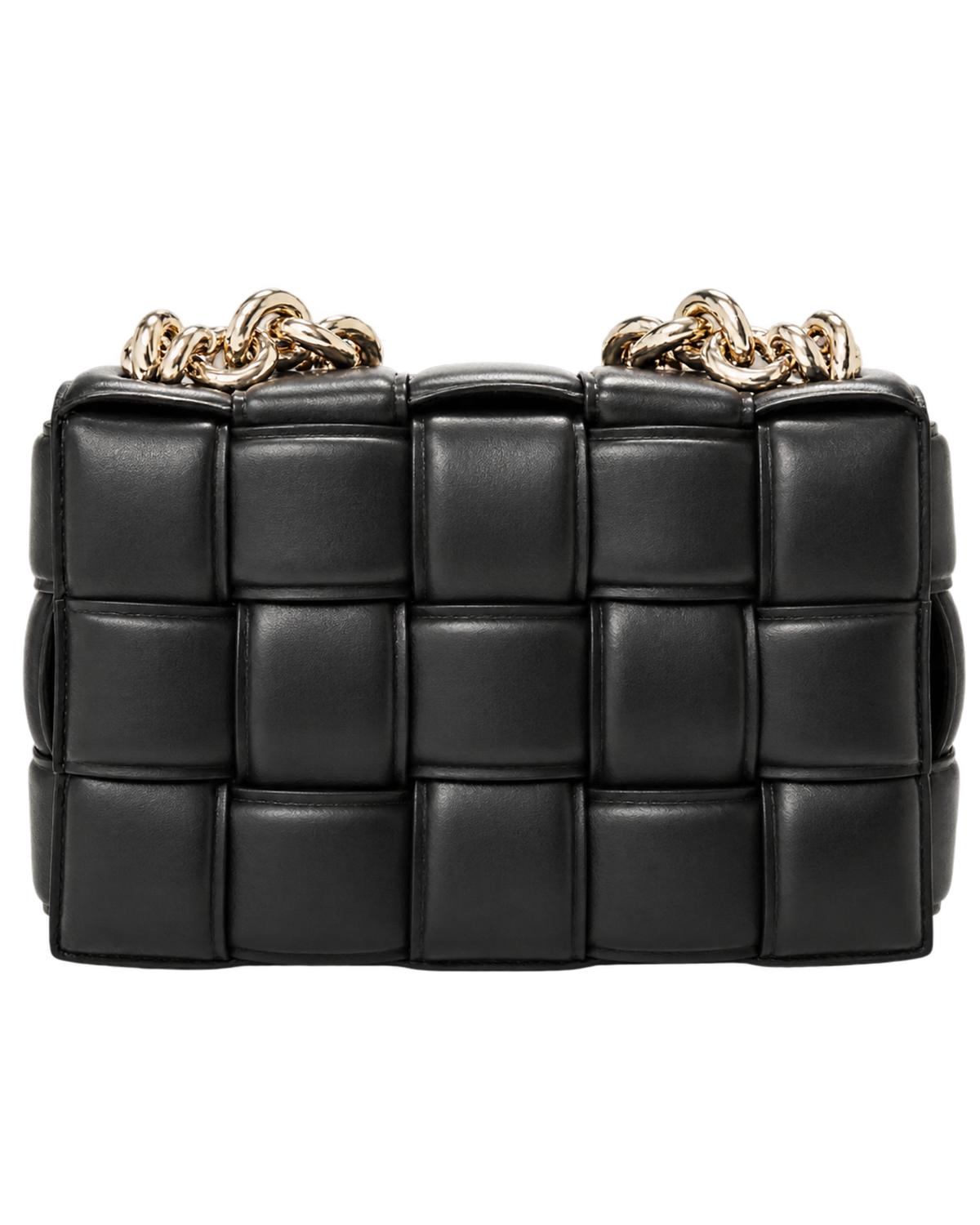 Lambskin Maxi Intreccio Padded Chain Cassette Crossbody Bag Black