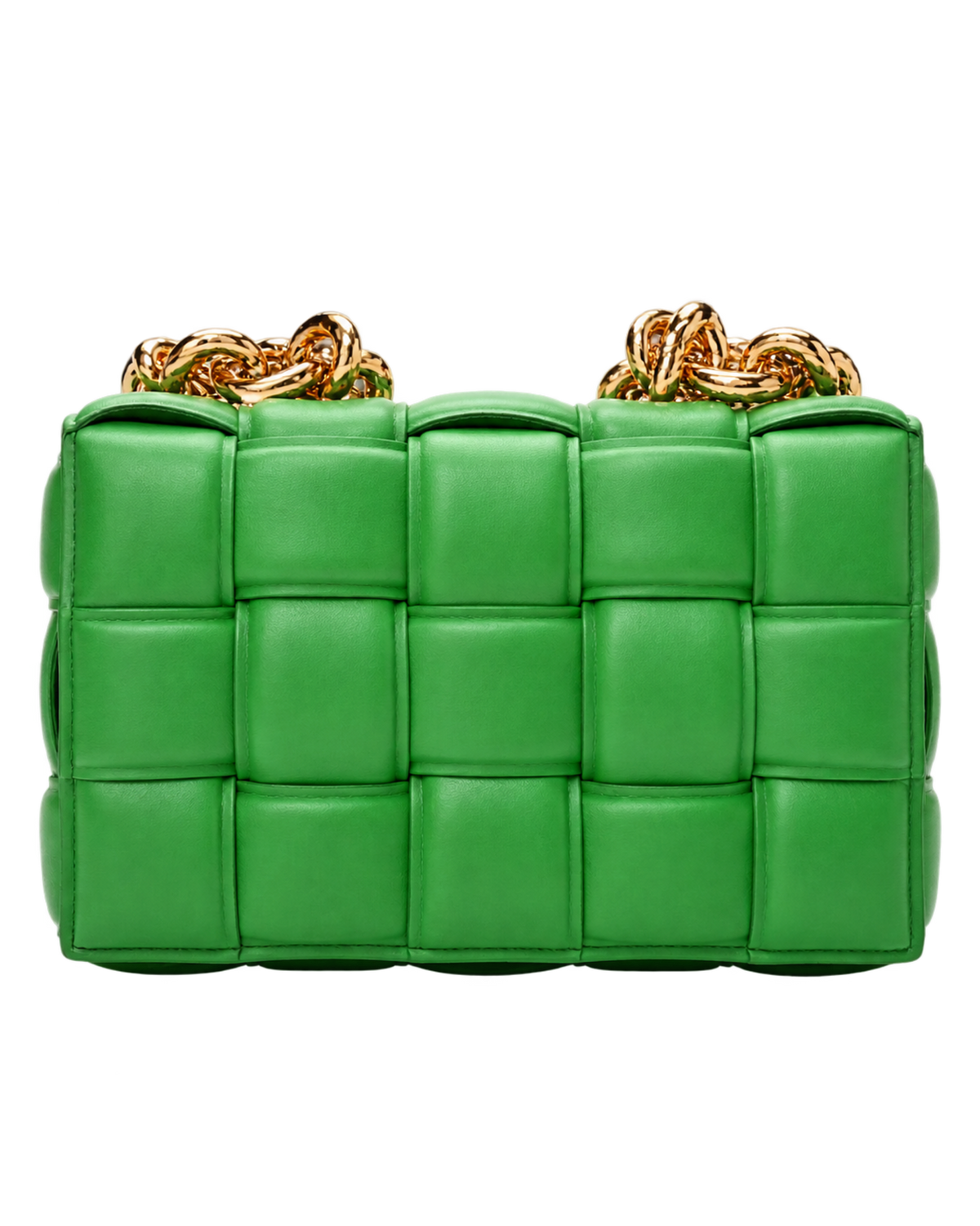 Lambskin Maxi Intreccio Padded Chain Cassette Crossbody Bag Grass
