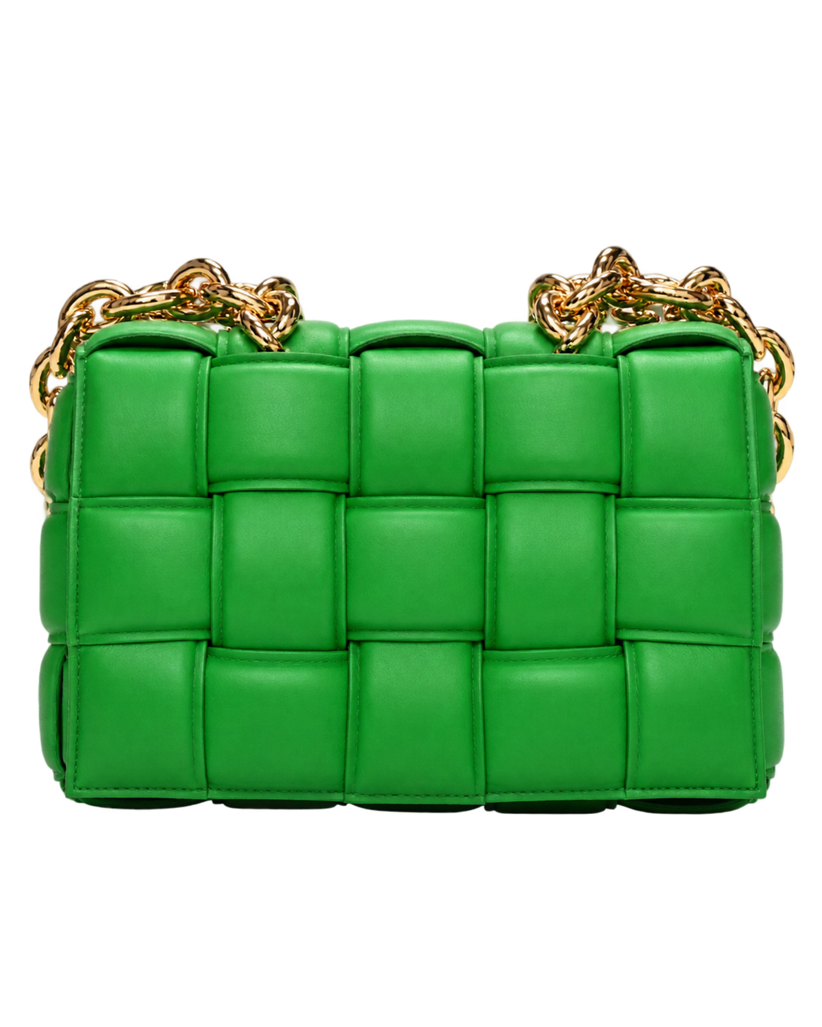 Lambskin Maxi Intreccio Padded Chain Cassette Crossbody Bag Parakeet