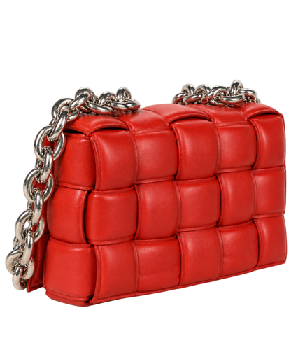 Lambskin Maxi Intreccio Padded Chain Cassette Crossbody Bag Nail Polish