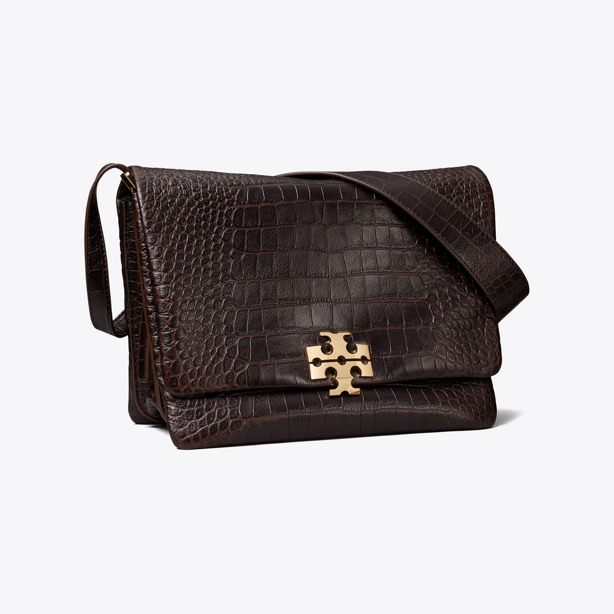 Large Charlie Runway Croc-Embossed Shoulder Bag