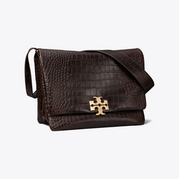 Large Charlie Runway Croc-Embossed Shoulder Bag