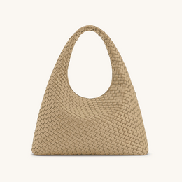 Laura Woven Shoulder Bag - Beige