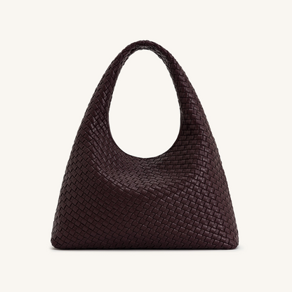 Laura Woven Shoulder Bag - Deep Burgundy