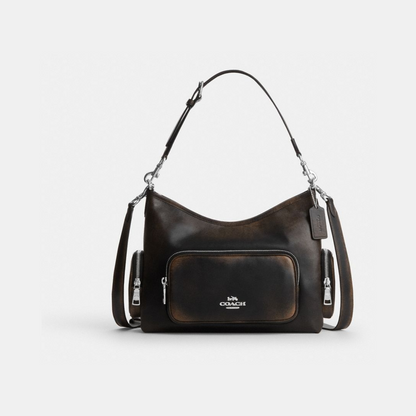 Laurel Shoulder Bag With Pockets In Loved Leather