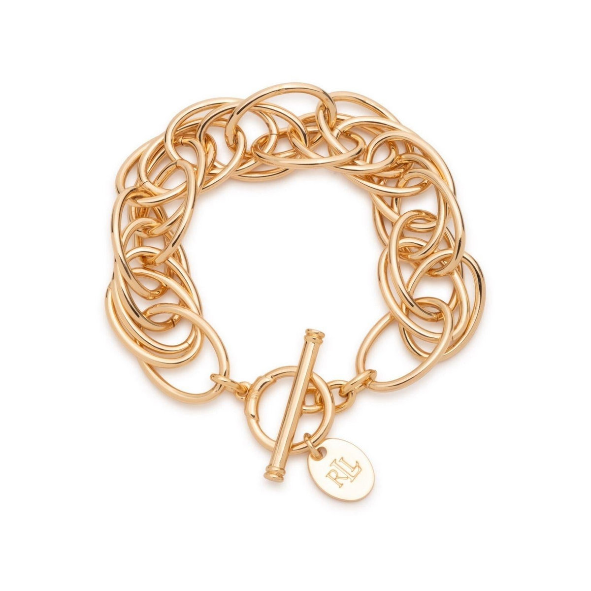 Lauren Ralph Lauren Gold Logo Charm Chain Bracelet