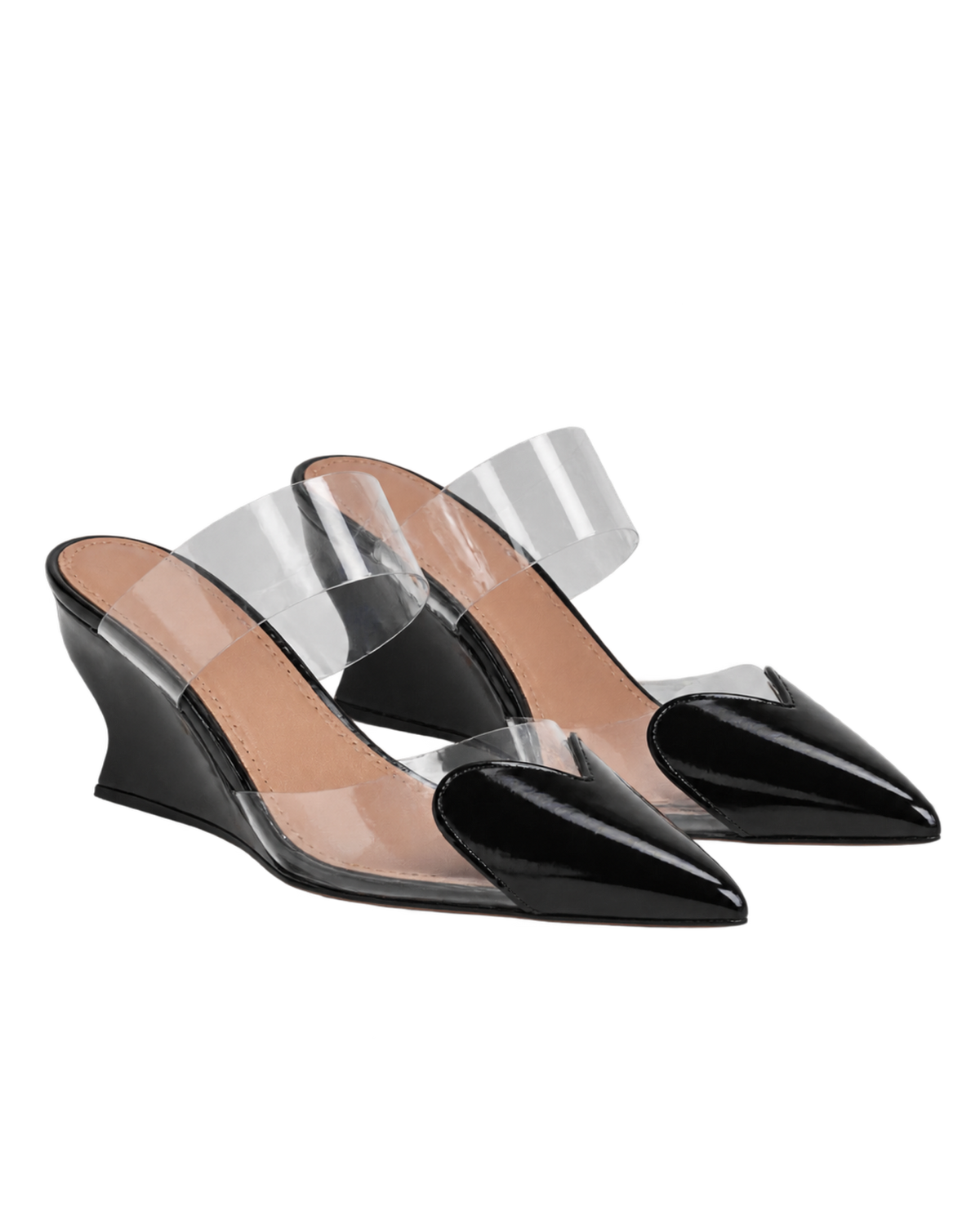 LE COEUR WEDGE MULES IN PATENT LEATHER