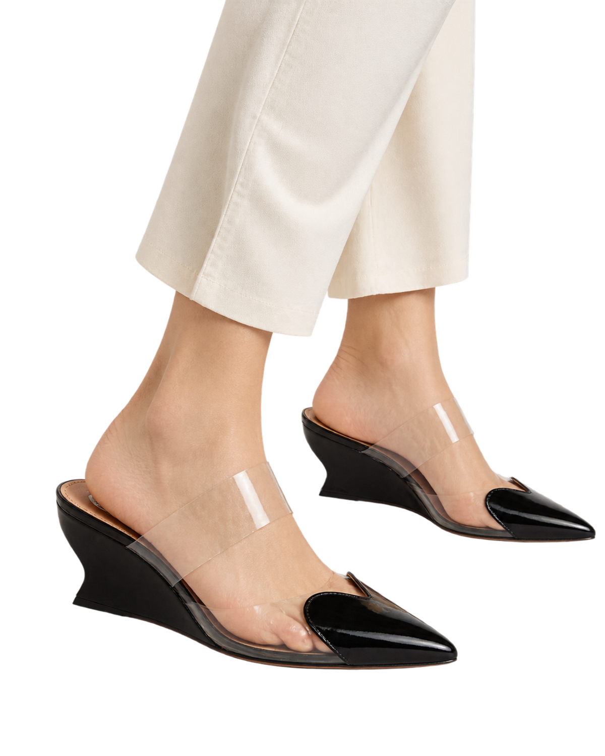 LE COEUR WEDGE MULES IN PATENT LEATHER