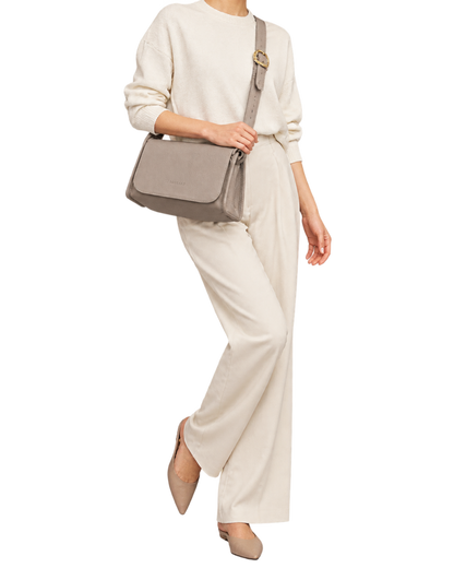 Le Foulonné M Crossbody bag Turtledove - Leather