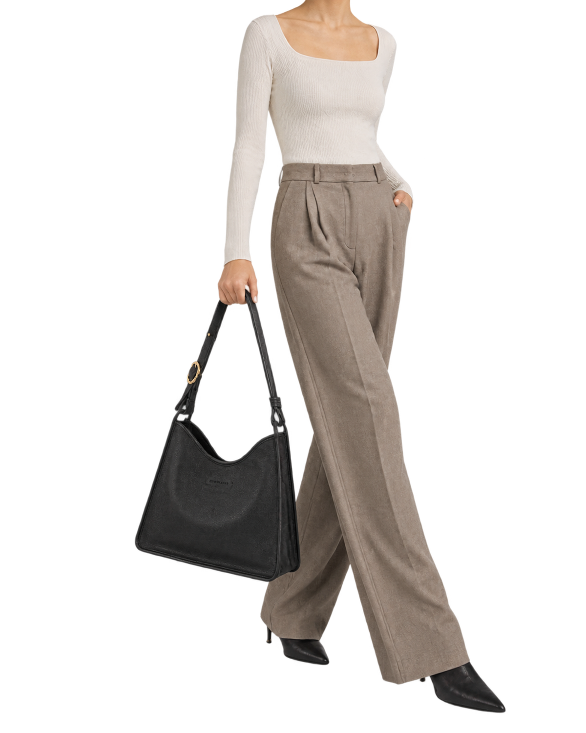 Le Foulonné M Hobo bag Black - Leather