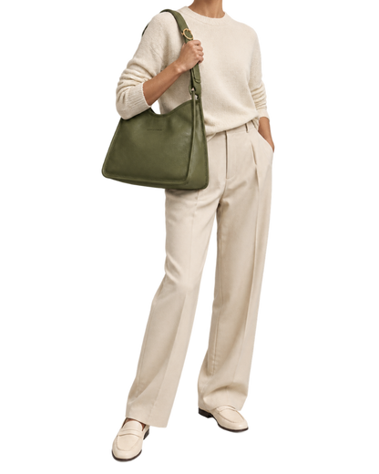 Le Foulonné M Hobo bag Khaki - Leather