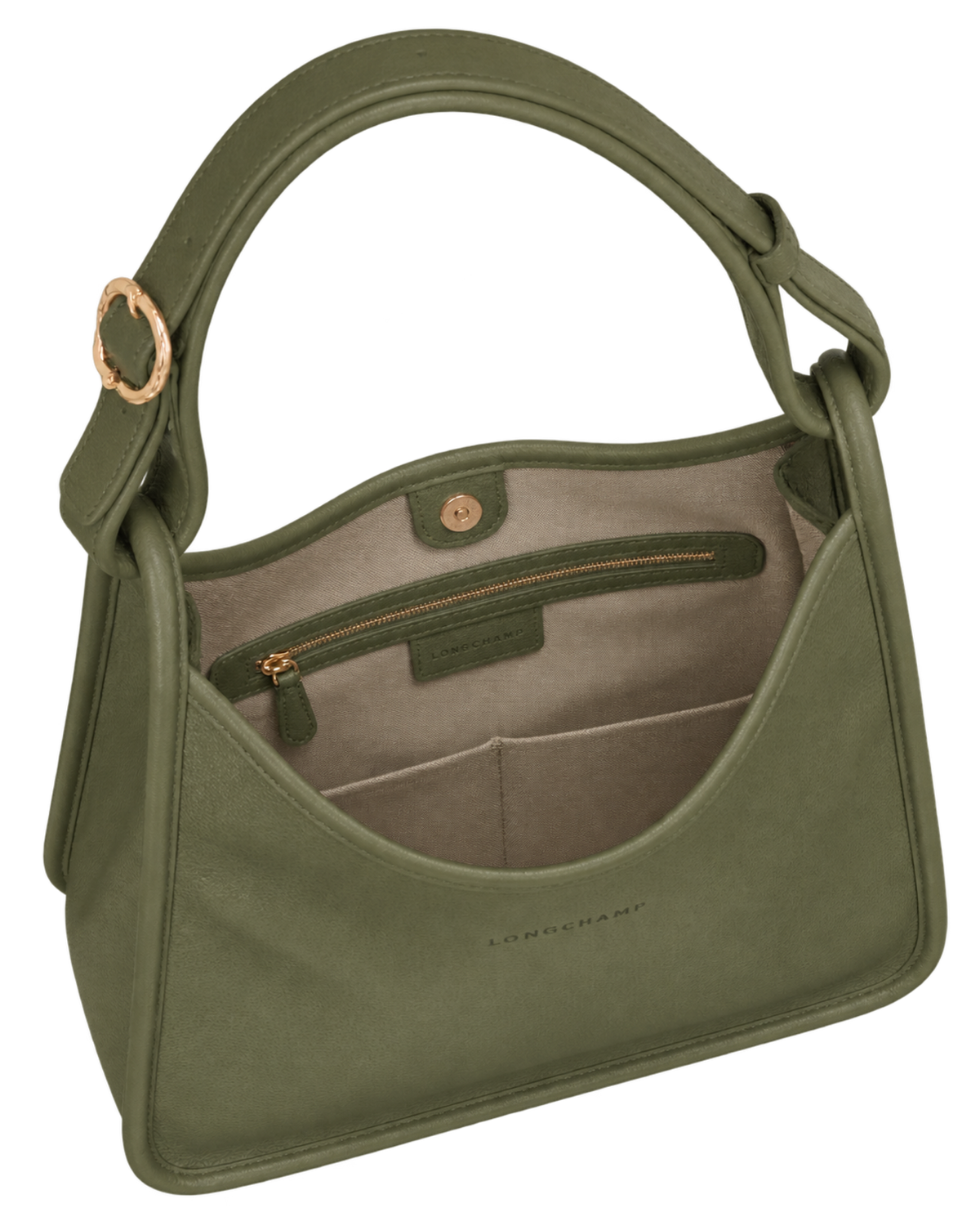Le Foulonné M Hobo bag Khaki - Leather