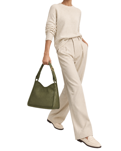 Le Foulonné M Hobo bag Khaki - Leather
