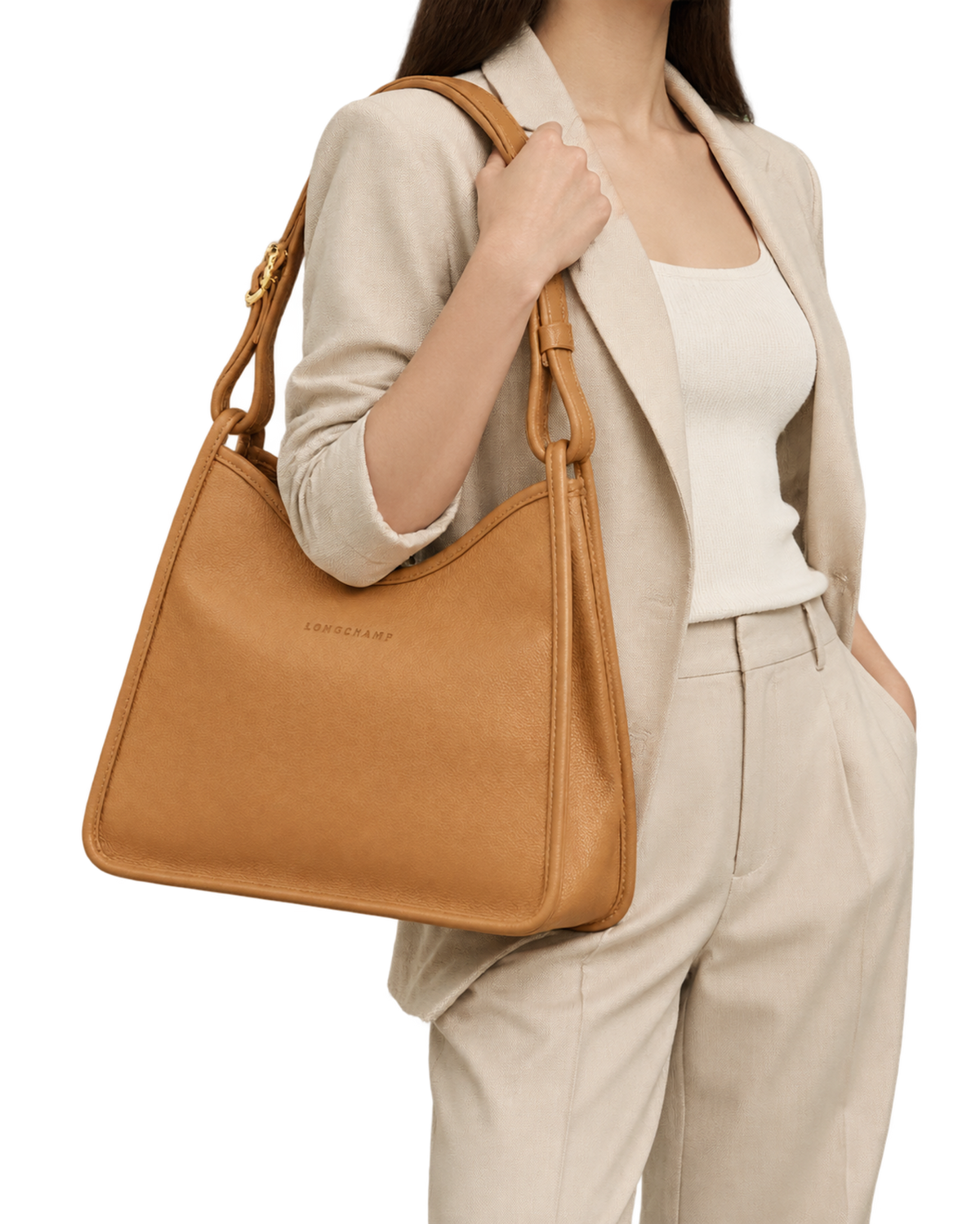 Le Foulonné M Hobo bag Walnut - Leather