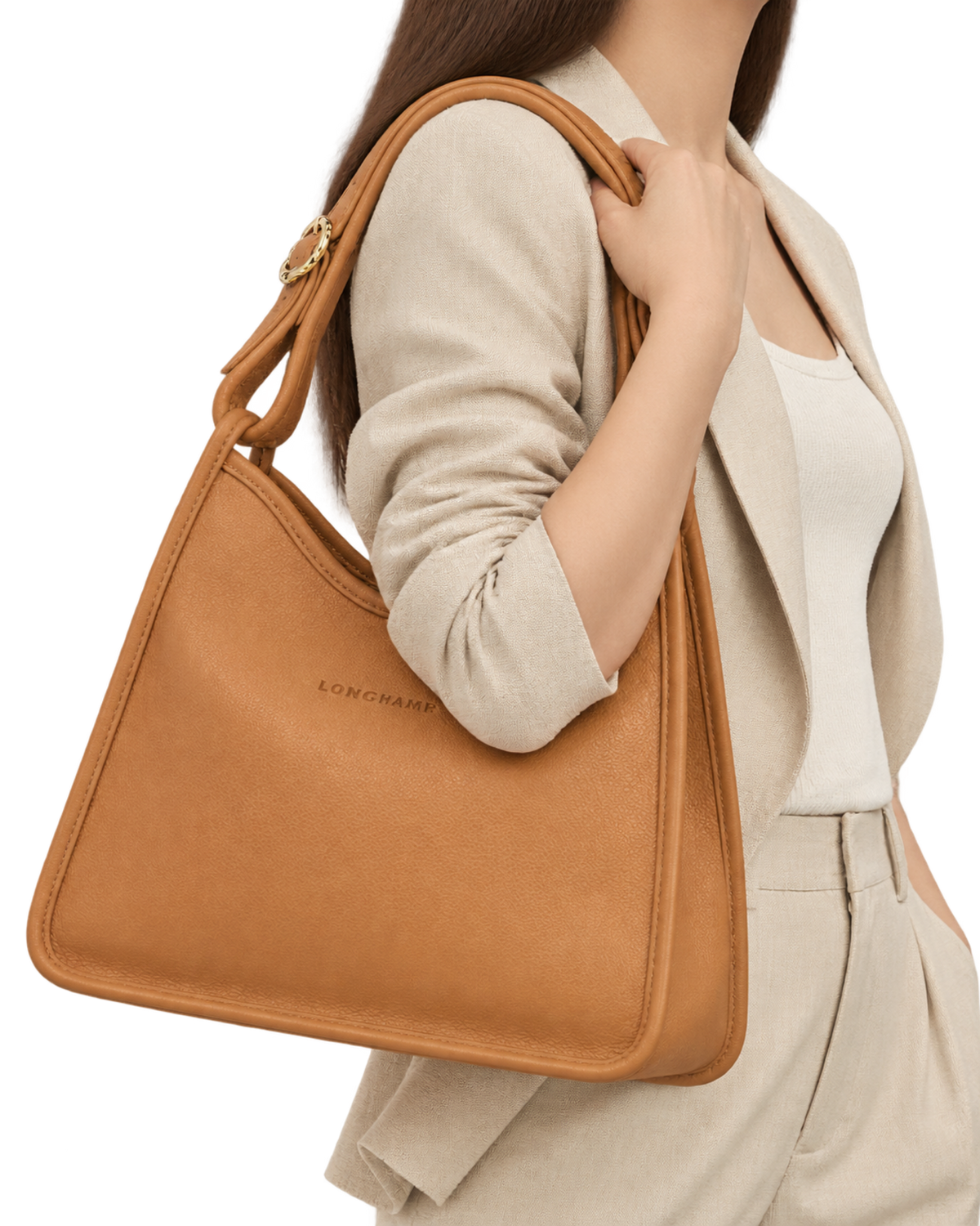 Le Foulonné M Hobo bag Walnut - Leather