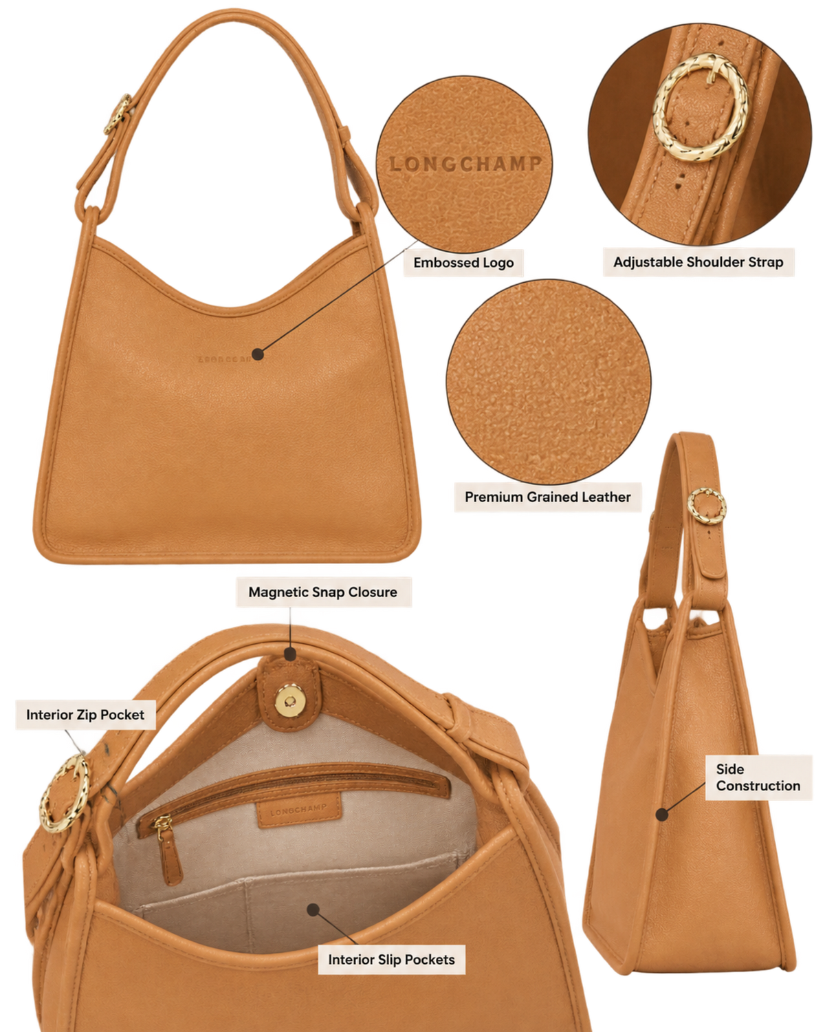 Le Foulonné M Hobo bag Walnut - Leather