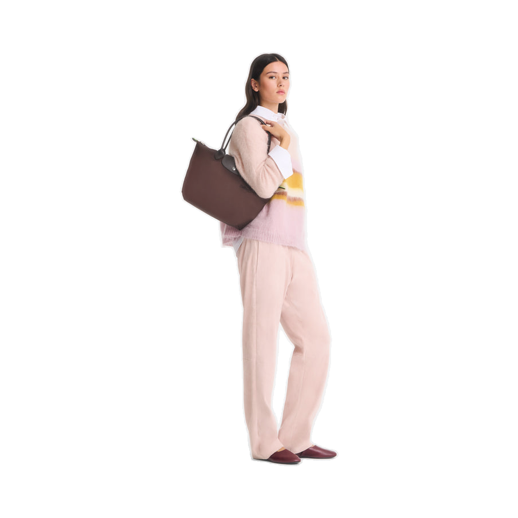 Le Pliage Green M Tote bag Mocha - Recycled canvas