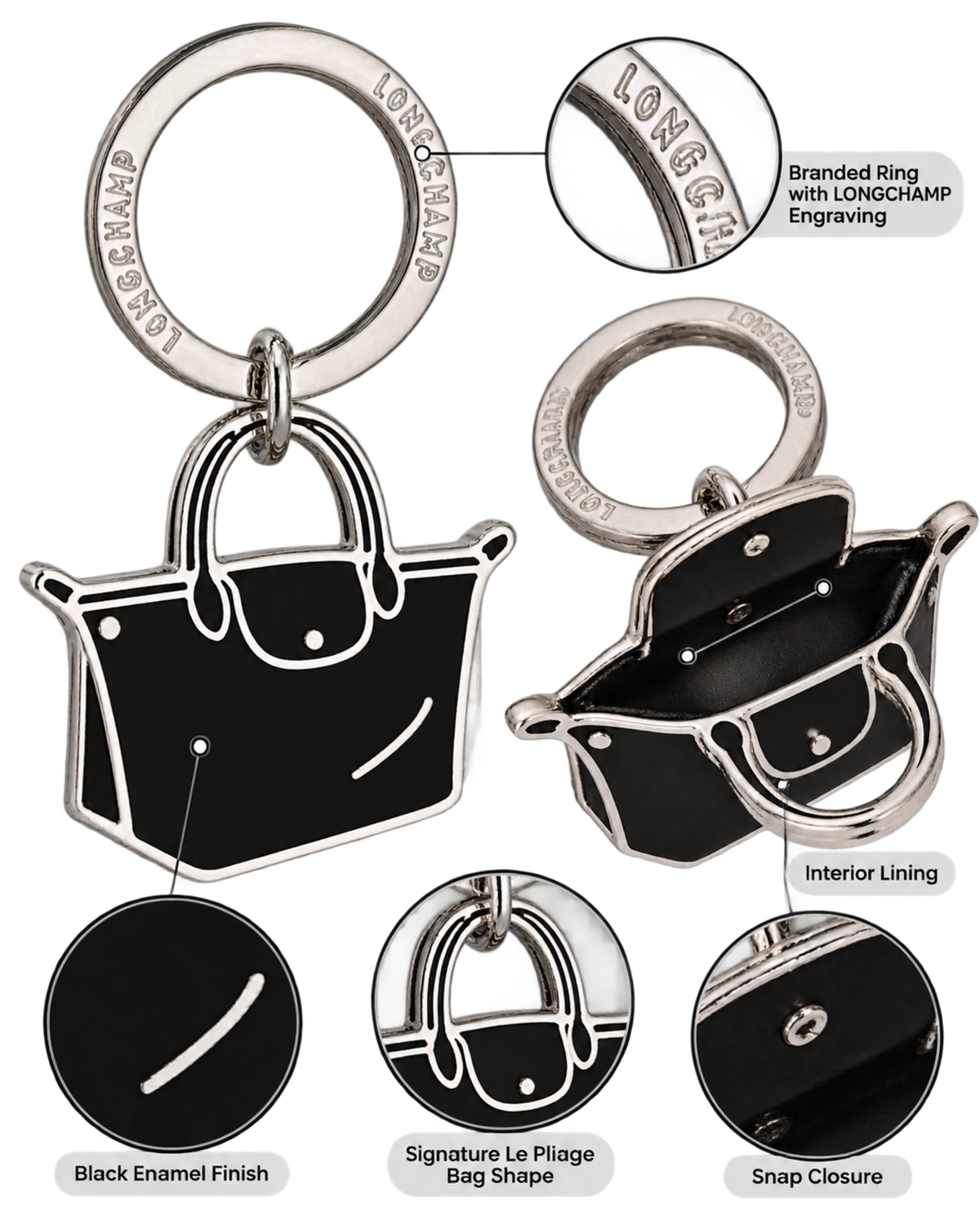 Le Pliage Key rings Black - Metal