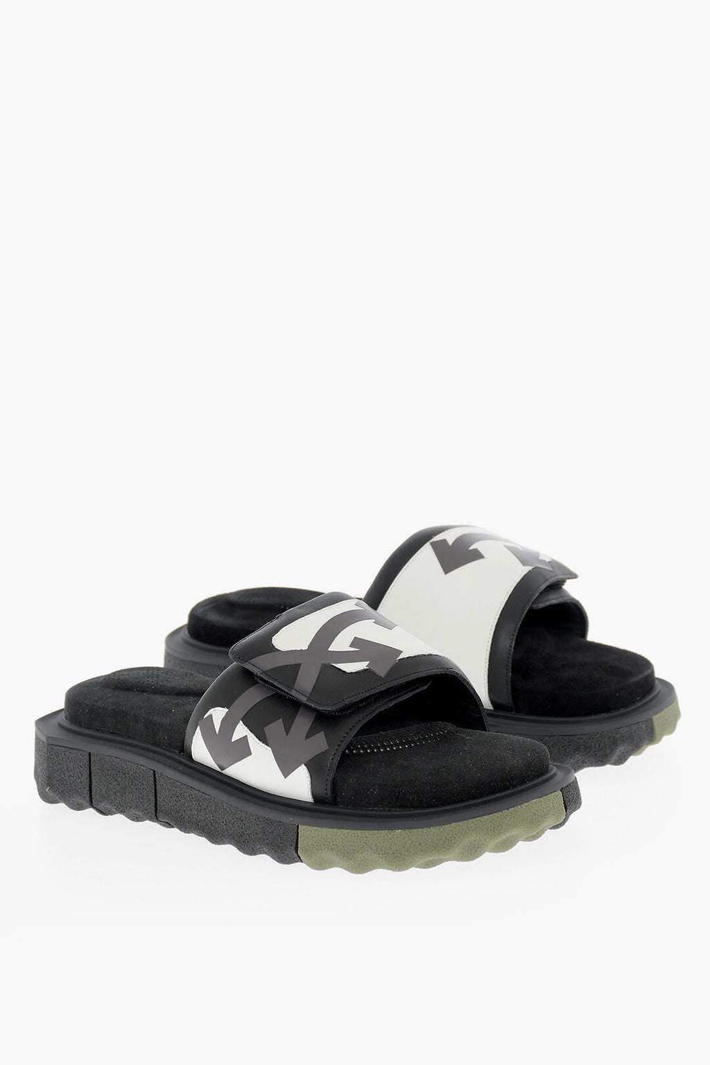 Off White Off-White Leather Slides with Touch Strap Closure - Size: UK 7 Sneakers | Shop From The Mirage