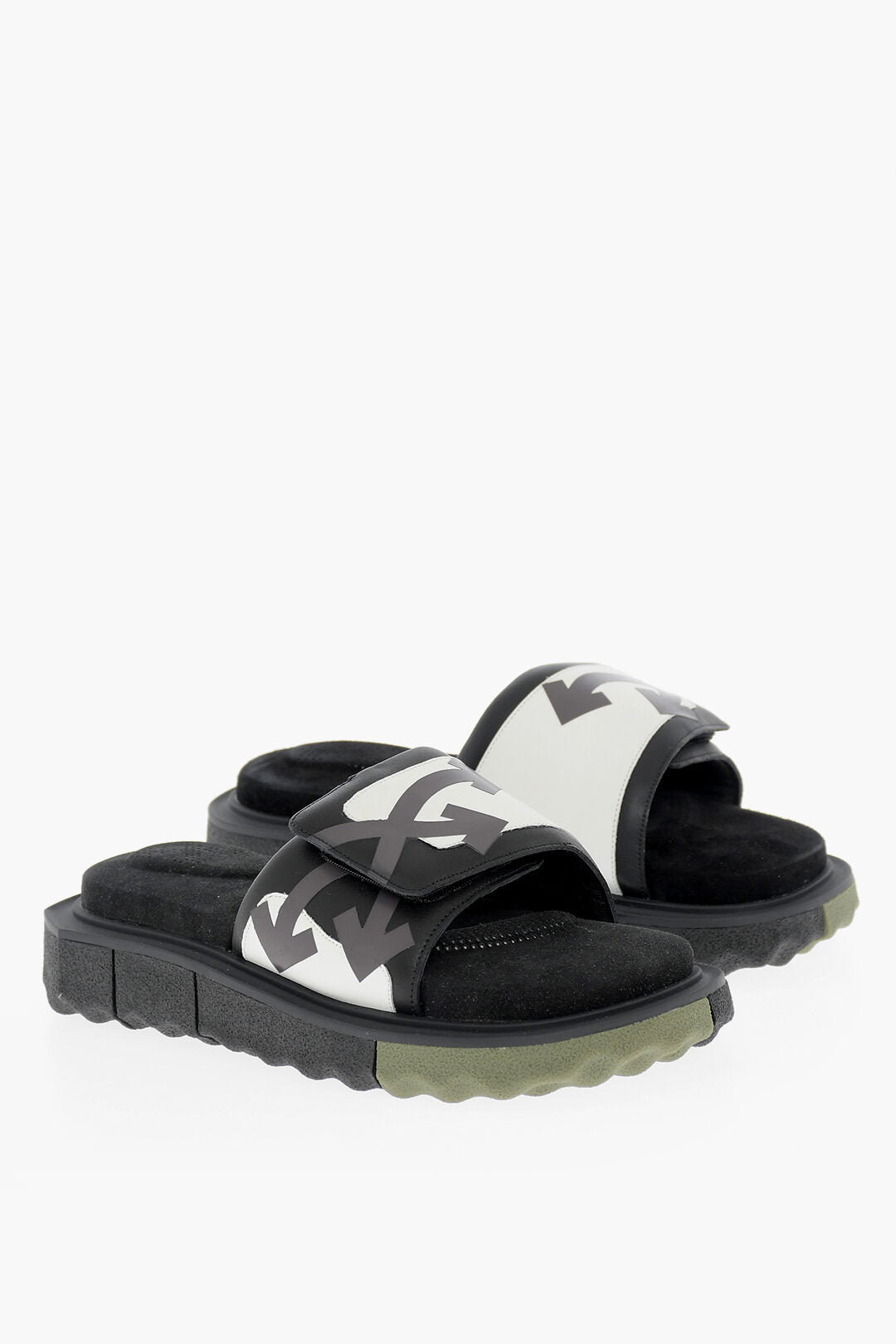 Off White Off-White Leather Slides with Touch Strap Closure - Size: UK 7 Sneakers | Shop From The Mirage