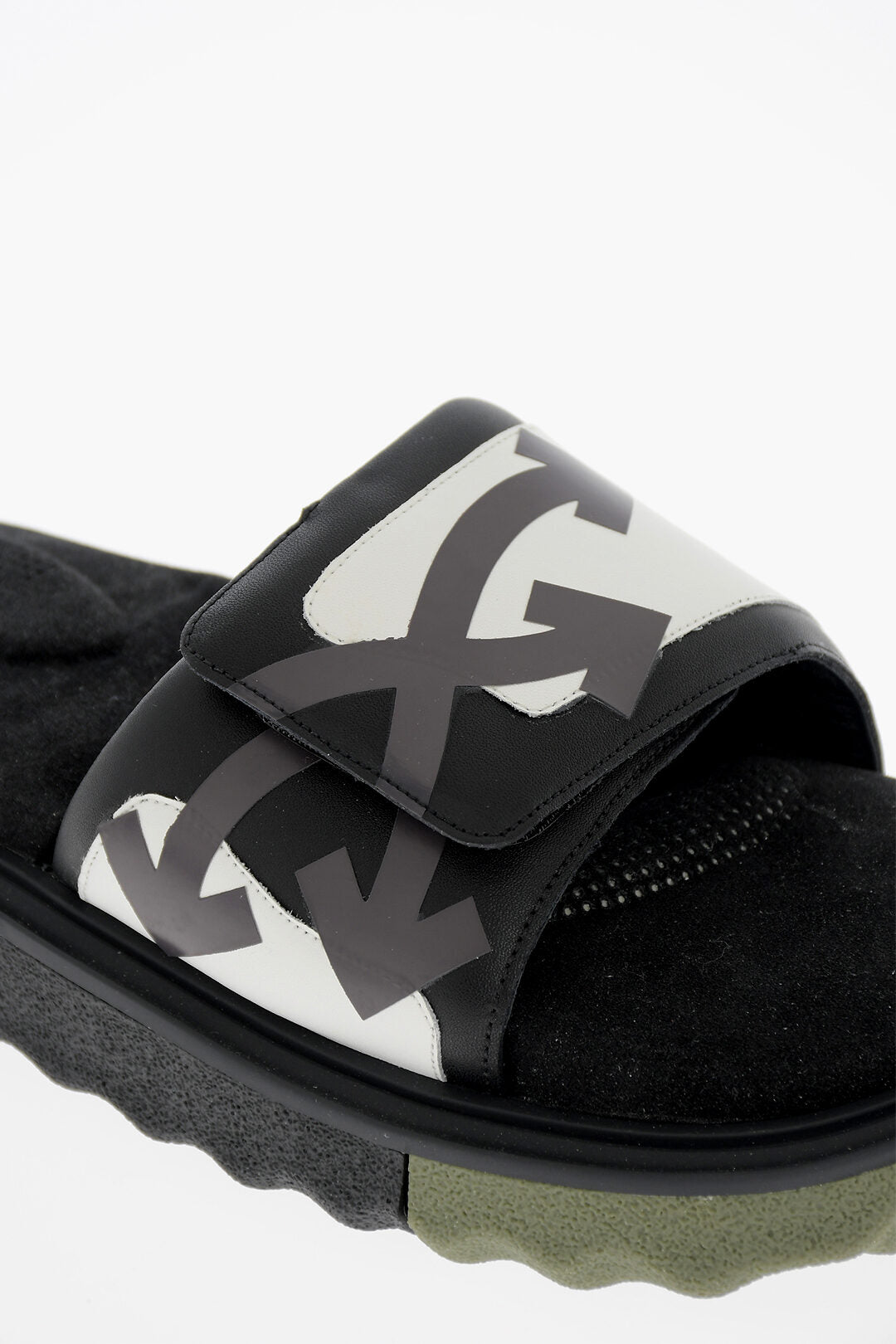 Off White Off-White Leather Slides with Touch Strap Closure - Size: UK 7 Sneakers | Shop From The Mirage