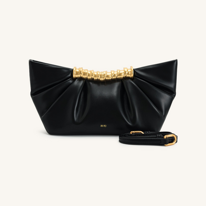 Leia Pleated Clutch - Black