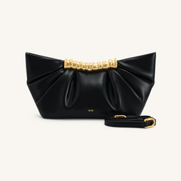 Leia Pleated Clutch - Black