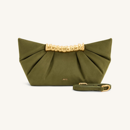 Leia Pleated Clutch - Dark Olive