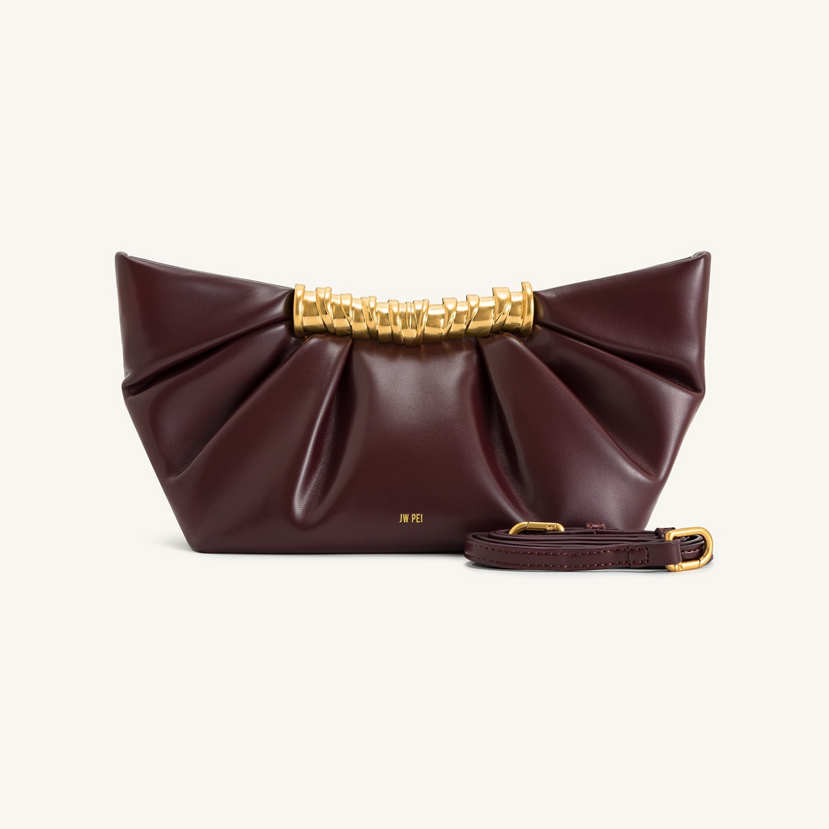 Leia Pleated Clutch - Deep Burgundy