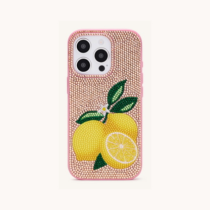 Lemon Artificial Crystal Phone Case - Pink