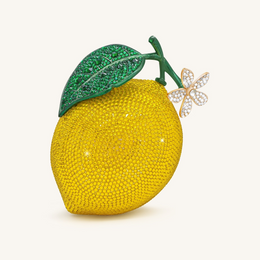 Lemon-Inspired Rhinestone Clutch - Yellow