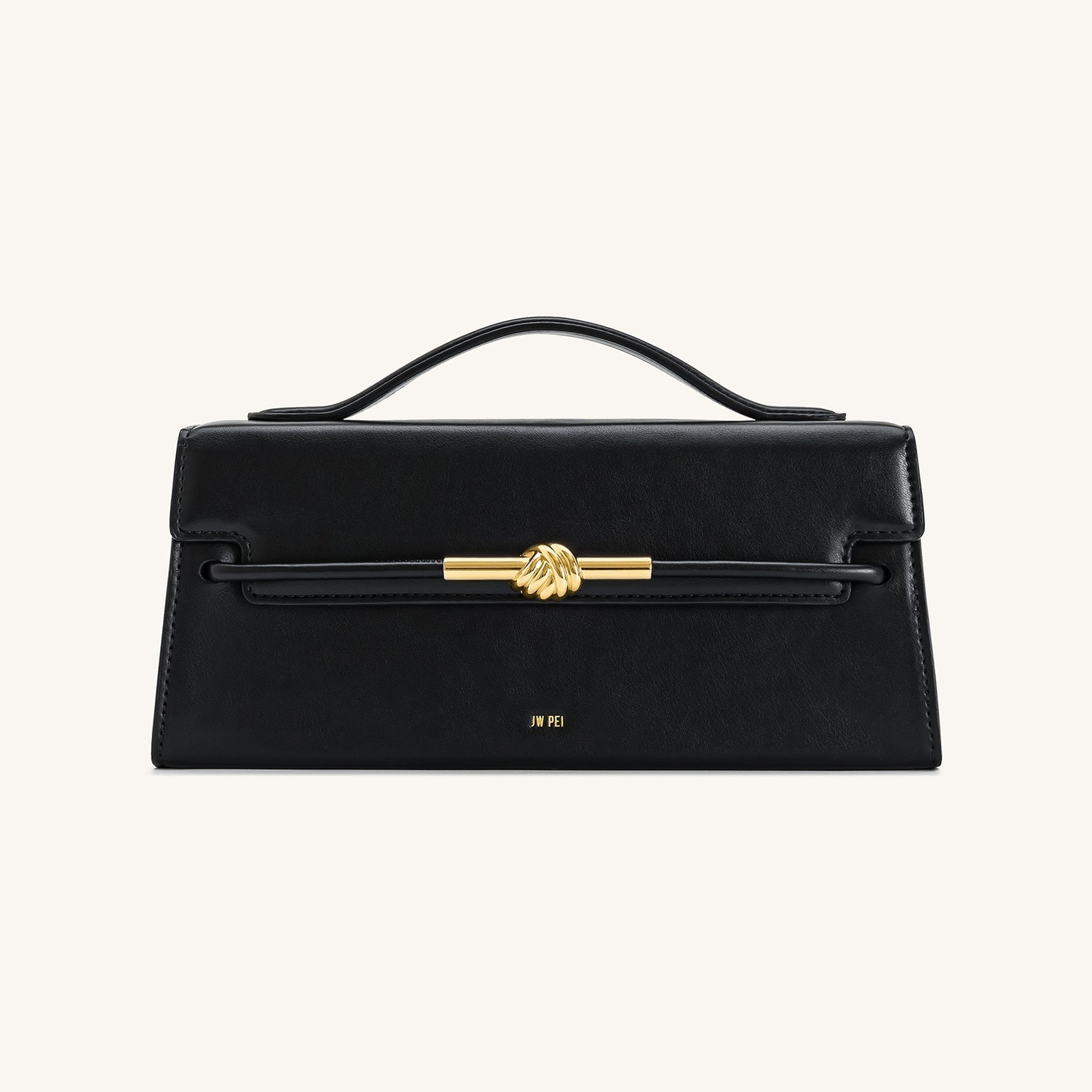 Lena Metal Rope Knot Top Handle Bag - Black