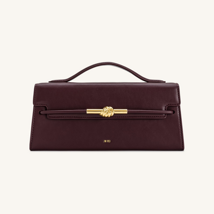 Lena Metal Rope Knot Top Handle Bag - Deep Claret