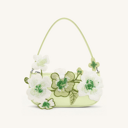 Leona Bead Embellished Shoulder Bag - Light Green