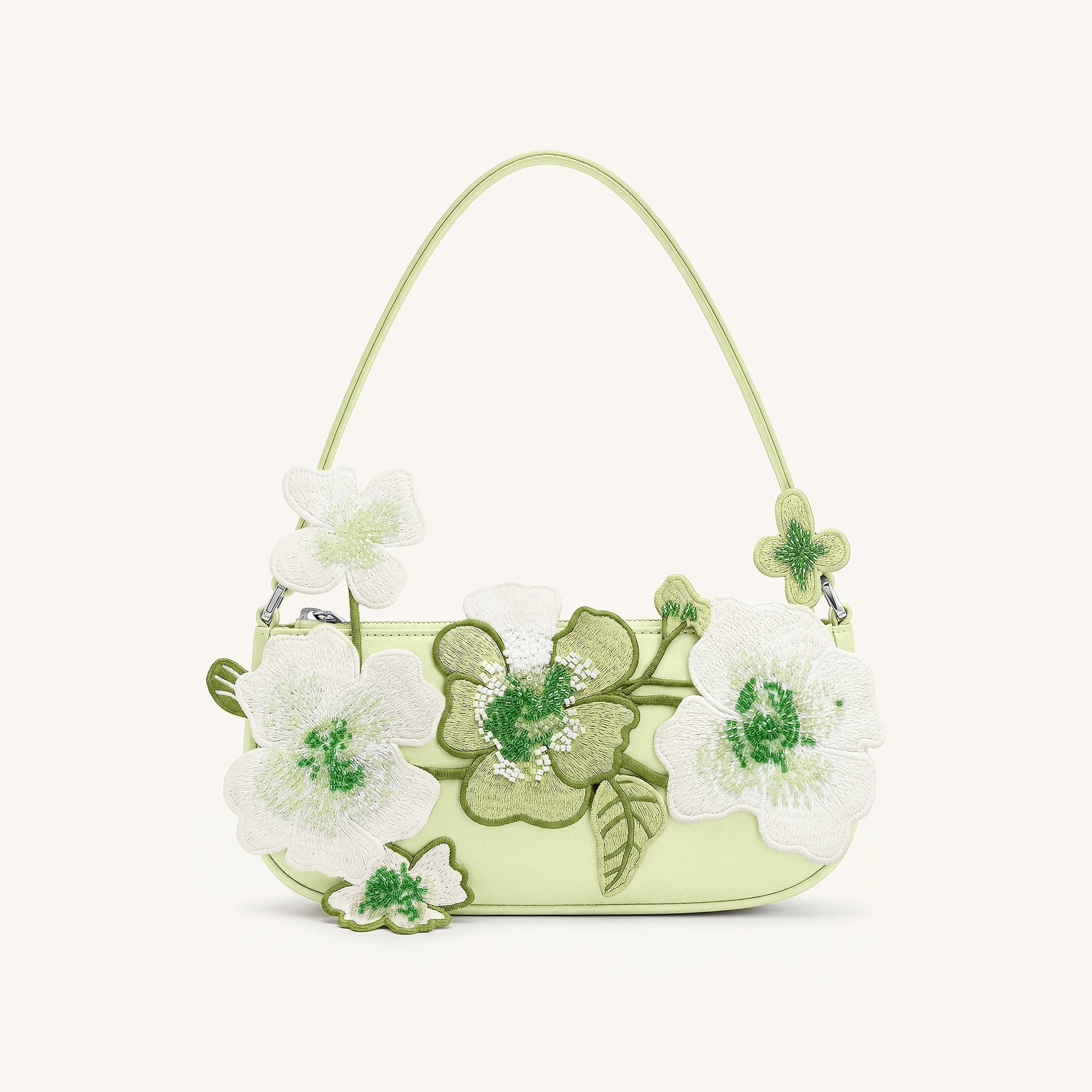 Leona Bead Embellished Shoulder Bag - Light Green