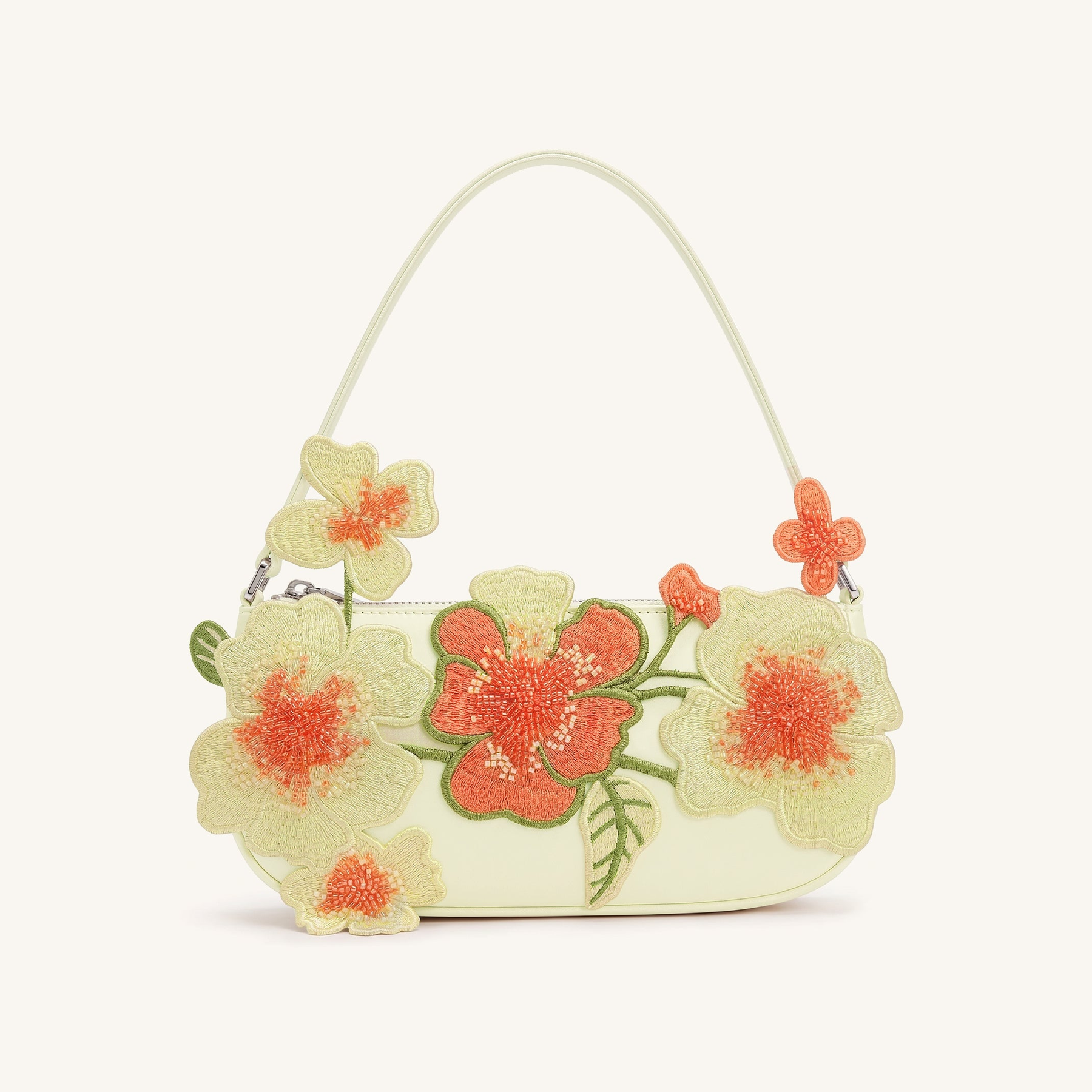 Leona Bead Embellished Shoulder Bag - Off White