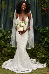 Simone white soft tulle veil