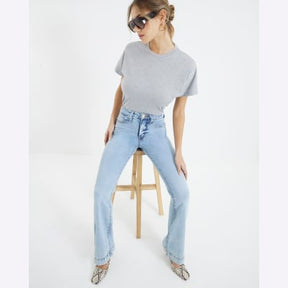 Light Blue High Rise Tummy Hold Flare Jeans